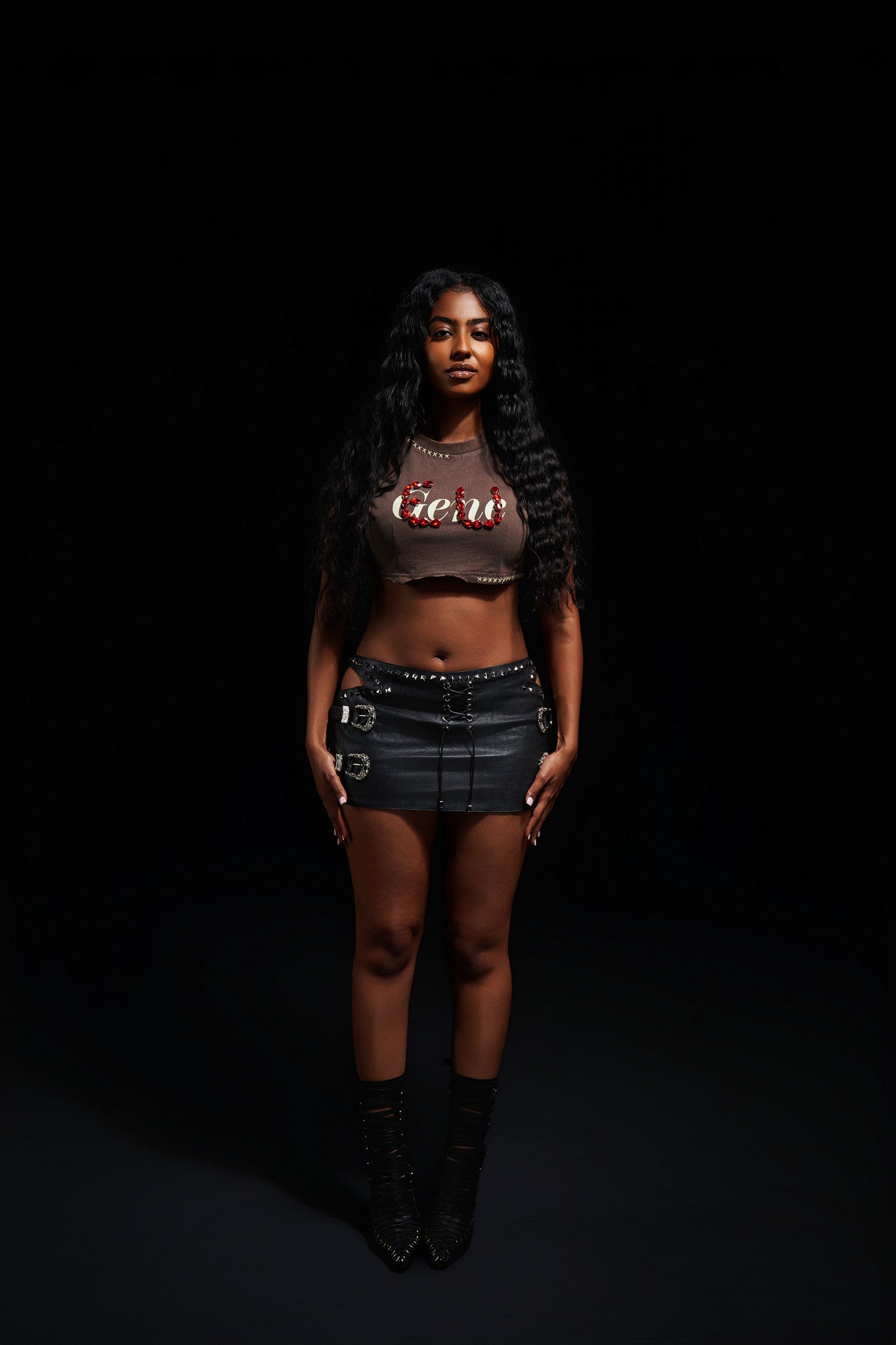 Leather Buckled Mini Skirt