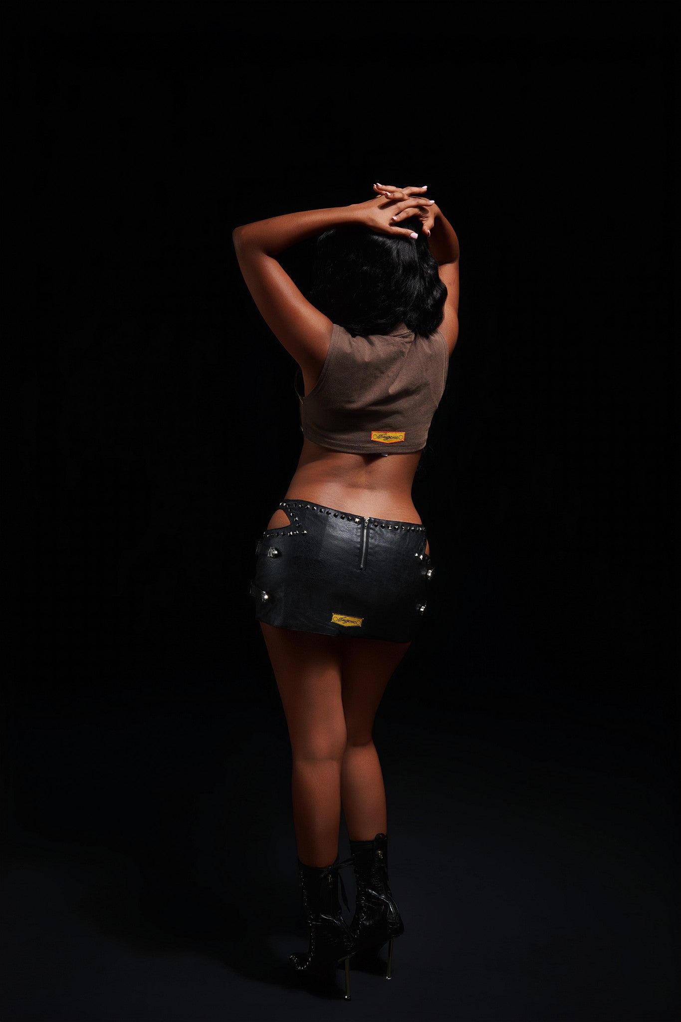 Leather Buckled Mini Skirt