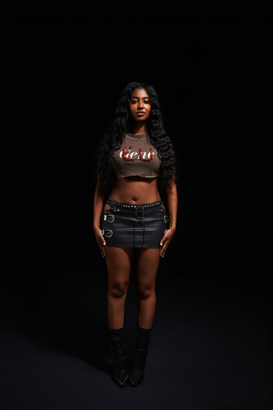 Leather Buckled Mini Skirt